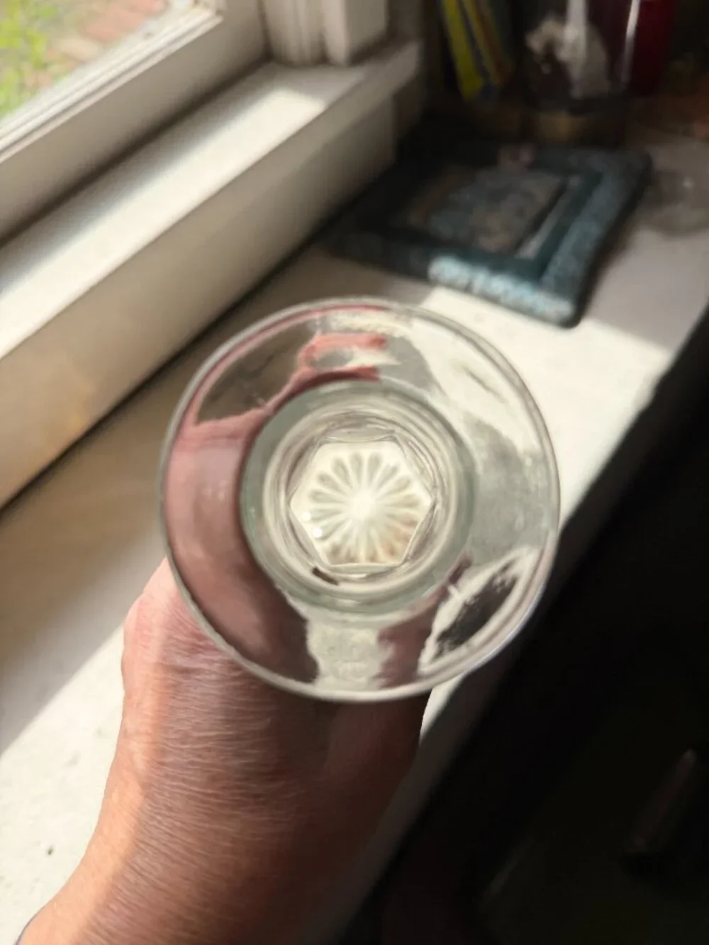 Cut Glass Bottle with Stopper & Gold Accents